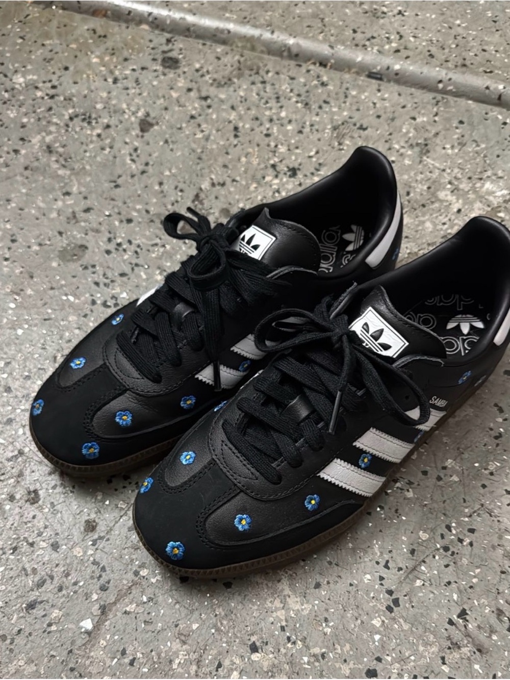 adidas Black Sneakers with Blue Floral Accents - Men's